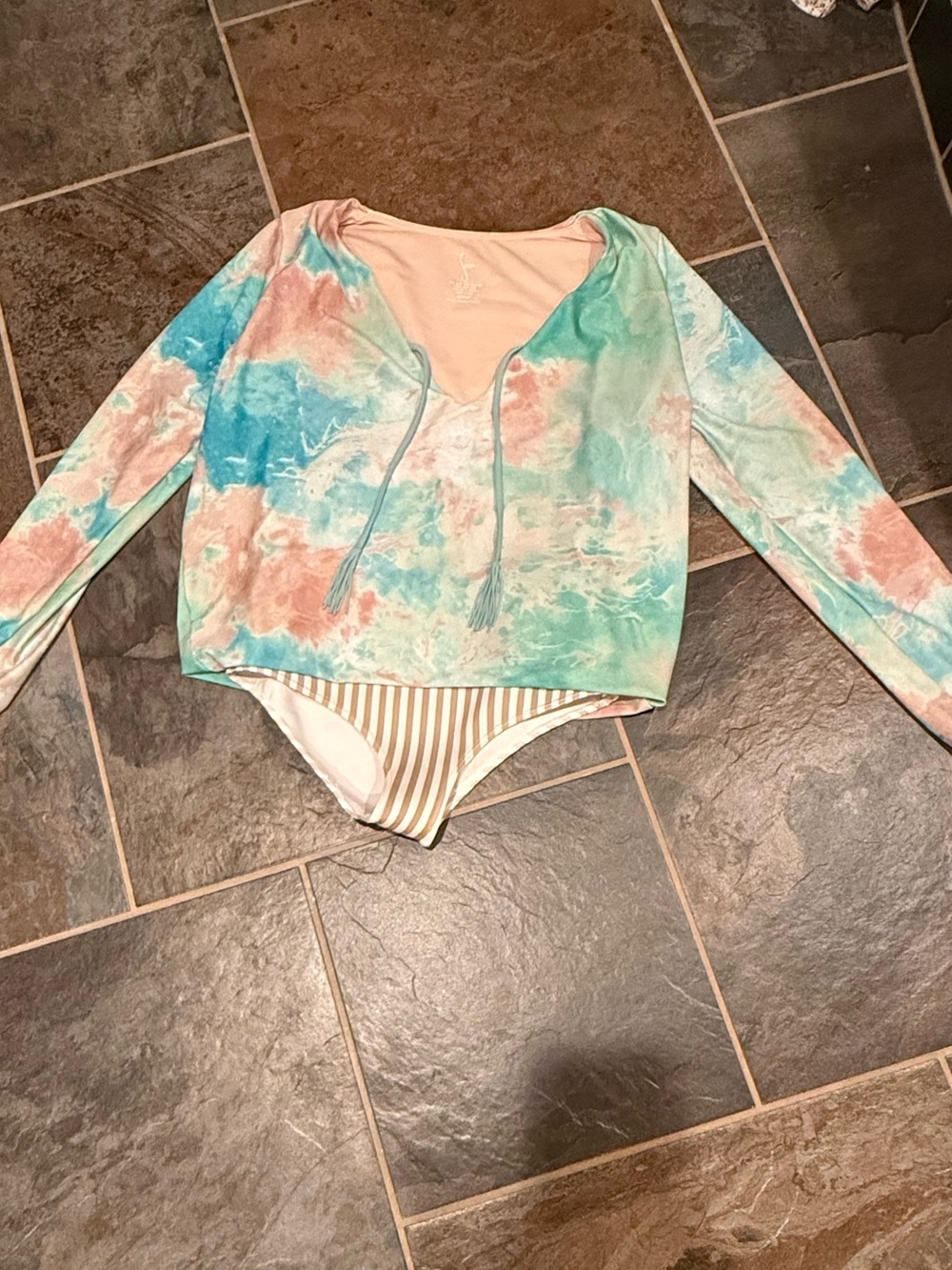 Women’s Seea Santander Tie-Dye Long Sleeve One-Piece Swimsuit Mint & Coral